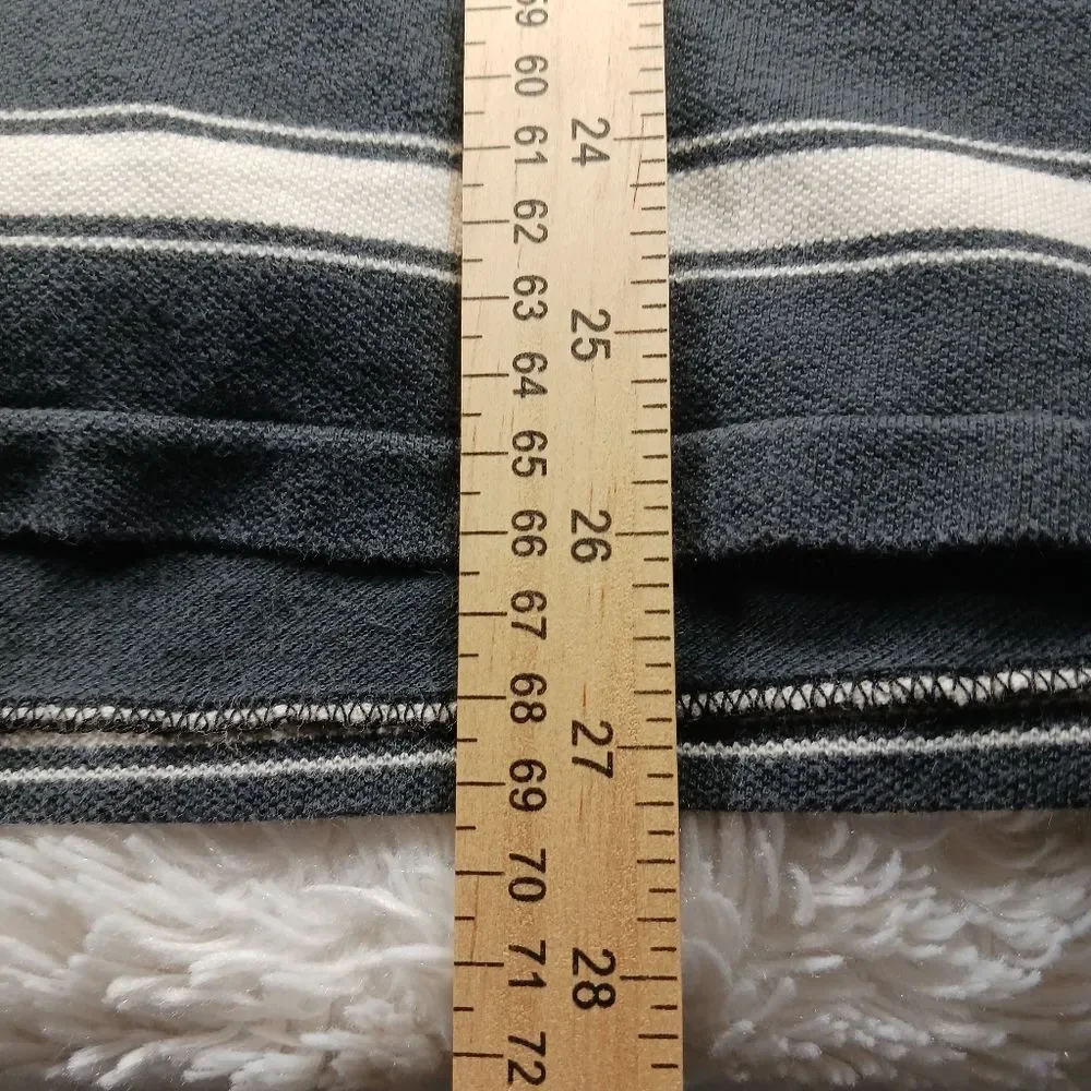 Polo Jean Company Ralph Lauren Men's XL 2 Button Grey/Cream Stipe Polo. Vintage. - Picture 12 of 12